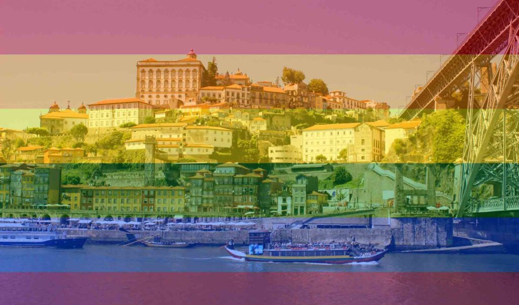 porto with a pride flag overlay