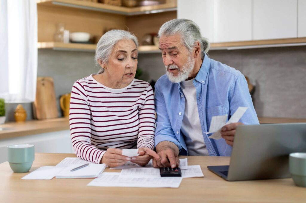 Couple going through a budget and finances together