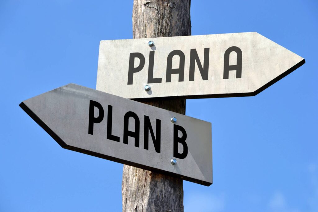 signpost with plan a and plan b