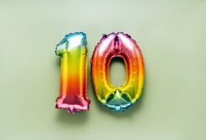 balloons showing the number 10