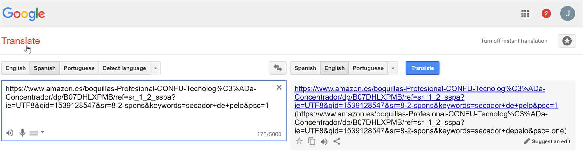 google translate url